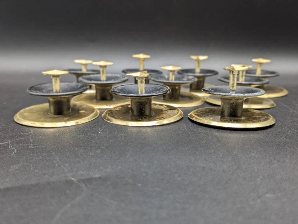VTG MID CENTURY LOT of 10 Brass Tone Black STARBURST DRAWER KNOB CABINET PULL - Image 3 of 4