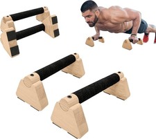 2 PCS Wooden Parallettes Bars, Wood Push Up Bars Calisthenics Equipment