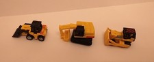 3 yellow vintage micro machines construction vehicles bulldozer digger excavator