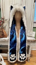 SpiritHoods SAMPLE Galaxy Lightening Husky Spirit Hood Rave Hat Scarf  Wolf Dog 