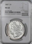 1887-P  $1  MORGAN SILVER DOLLAR  "PHILADELPHIA"  NGC MS62  #8672754-029