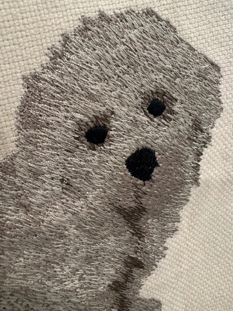 NEW William Sonoma Home x THE GEORGE Embroidered Gray BICHON DOG PILLOW COVER