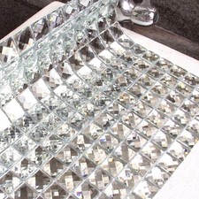 Peel and Stick Mirror Glass Mosaic Tile - 3/4" Silver Square Backsplash, 5 Sheet