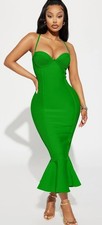 FashionNova Speak The Truth Bandage Midi Dress Mermaid Kelly Green XL NWT