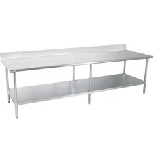 Worktable 24" x 96" x 34"H, 18GA.430 S/S Top, Galv Undershelf
