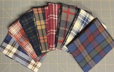 QUILT FABRIC COTTON FLANNEL PLAIDS SAMPLE LOT 8 Pieces 10" X 13" MIXED VARIETY 