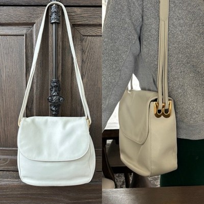 Vintage Bally Cream Leather Shoulder Handbag, Leather Flap Bag, Classic Timeless