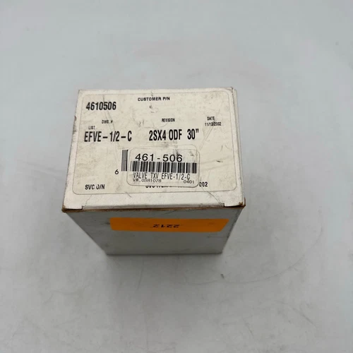Emerson Climate Technologies Valve EFVE12C TXV ODF 30in Model 4610506 2SX4 HVAC