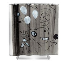 La Fete Abstract Line Art Shower Curtain   Artistic Bathroom Design Modern Elega