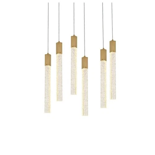 Elegant Lighting Weston 6-Lights Modern Metal and Crystal Pendant in Satin Gold - Picture 4 of 8