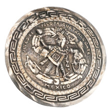 Colgante/Pin Vintage México Plata Esterlina Redondo Maya Azteca Quetzalcóatl 7.1g