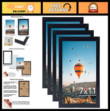 Set of 4 Black 7x11 Picture Frames for Wall or Tabletop - Horizontal/Vertical Di