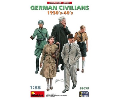 38075 Mini Art, 1:35 Figuren Set Deutsche Zivilisten 1930-40, 5 Figuren WWII,