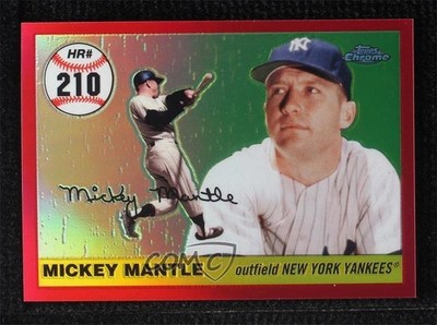 2007 Topps Chrome Home Run History Red Refractor 69/99 Mickey Mantle HOF 0d44