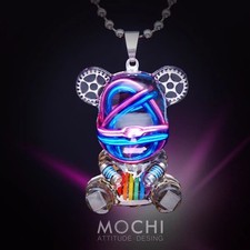 MOCHI Exquisite Mechanical Bear Pendant Cyberpunk Trendy noctilucent Necklace