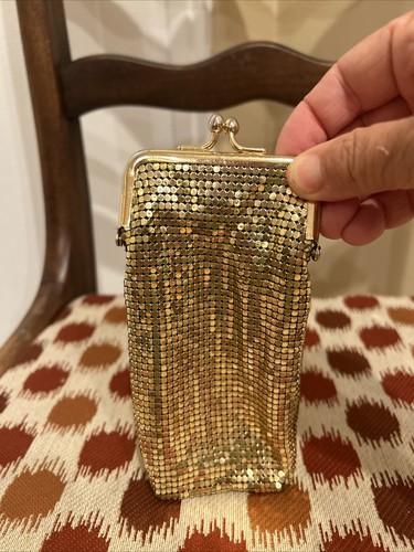 Vintage Whiting And Davis Gold Mesh Eye Glas Etui