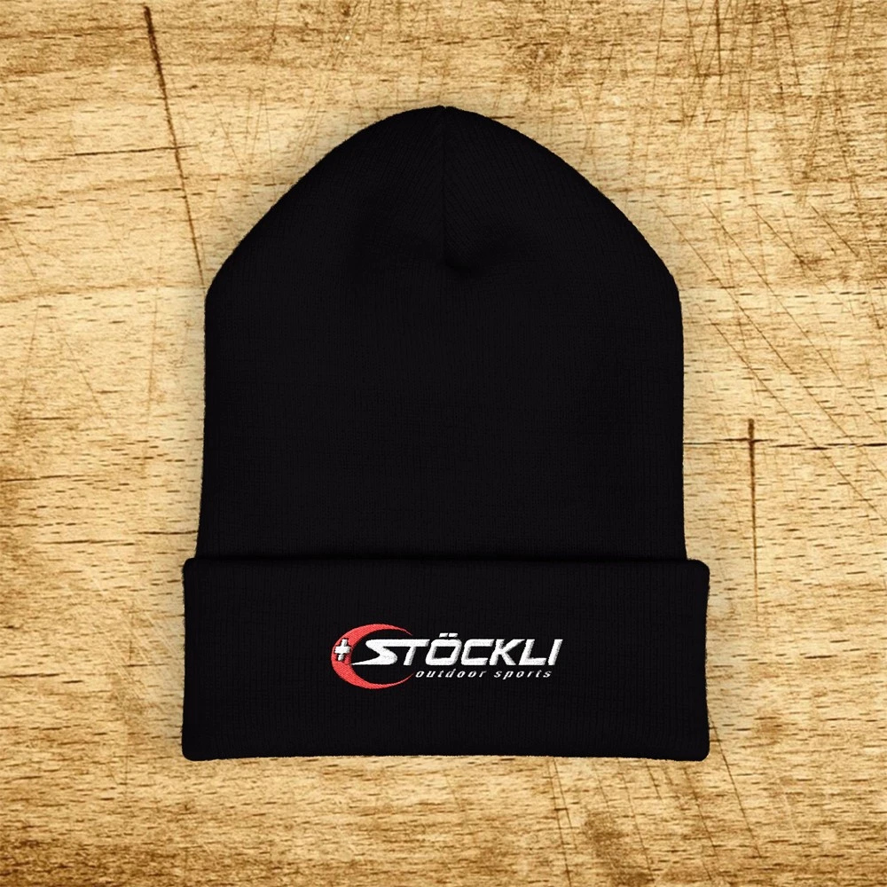 Stockli Outdoor Sports Embroidered Classic Winter Black Beanie Hat