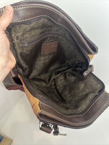 Fossil- Patchwork Hobo Bag Purse- Genuine Leather-Suede Shoulder Handbag - Picture 19 of 24