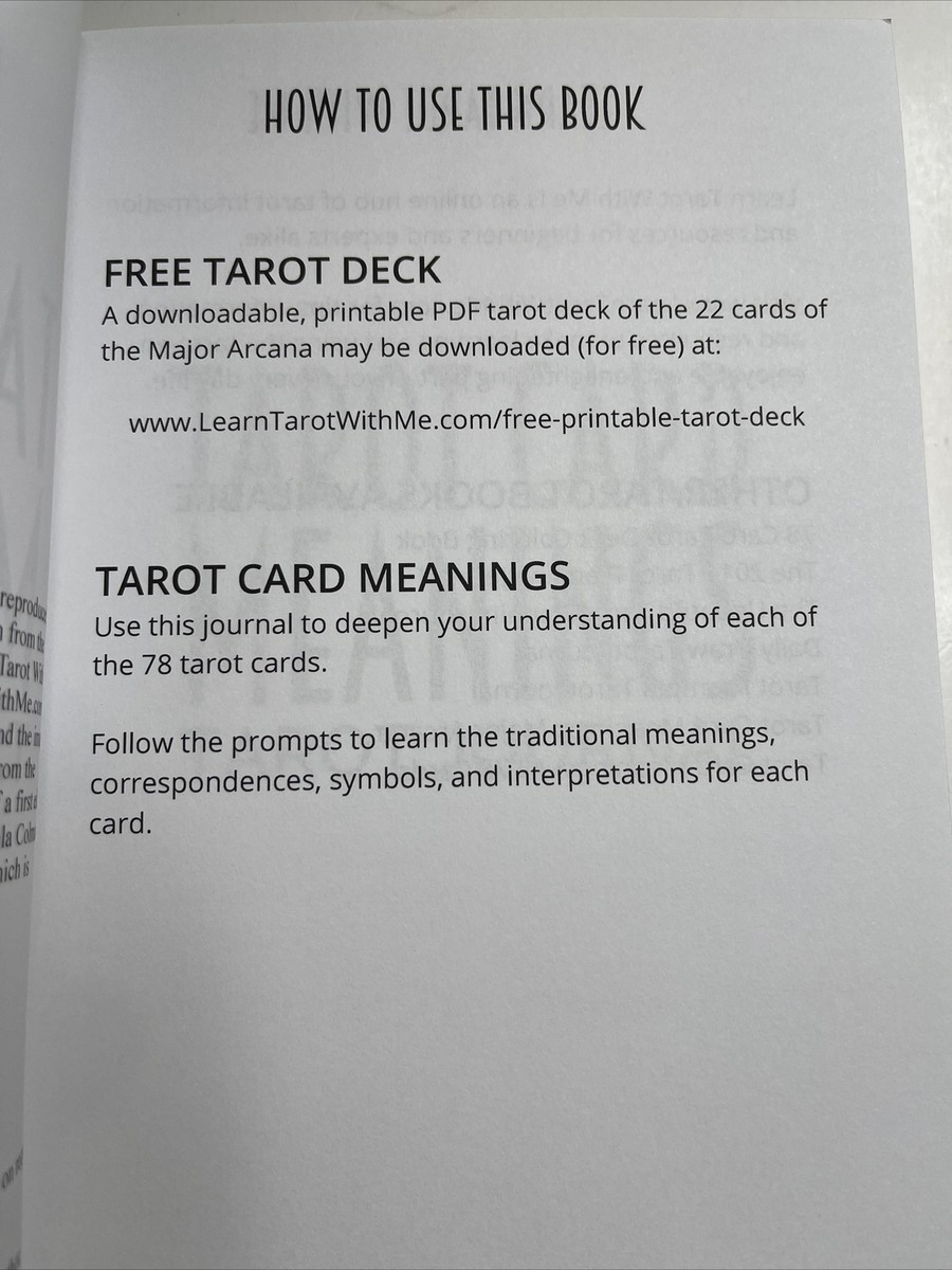 Tarot Card Meanings Tarot Journal : Learn Tarot with Journaling Prompts for  All 9781539052715