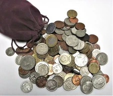 2lb. Lot of Mixed, Circulated Foreign Coins In Gift Bag