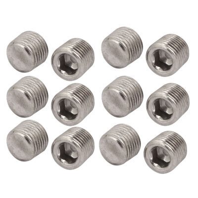 12 Stück 1/8 NPT Metall Innensechskant Set Madenschrauben Silberfarben