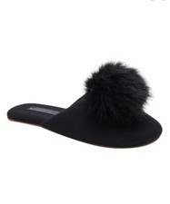 New Banana Republic Women Black Pom Pom Indoor Slipper SZ Small 6-7