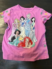 Disney Girls Youth Princess Sleep Shirt Top Pink Flowers Rapunzel Ariel Jasmine