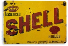 TIN SIGN Shell Gas Oil Sign, Station, Garage, Auto Shop, Retro Rustic A605