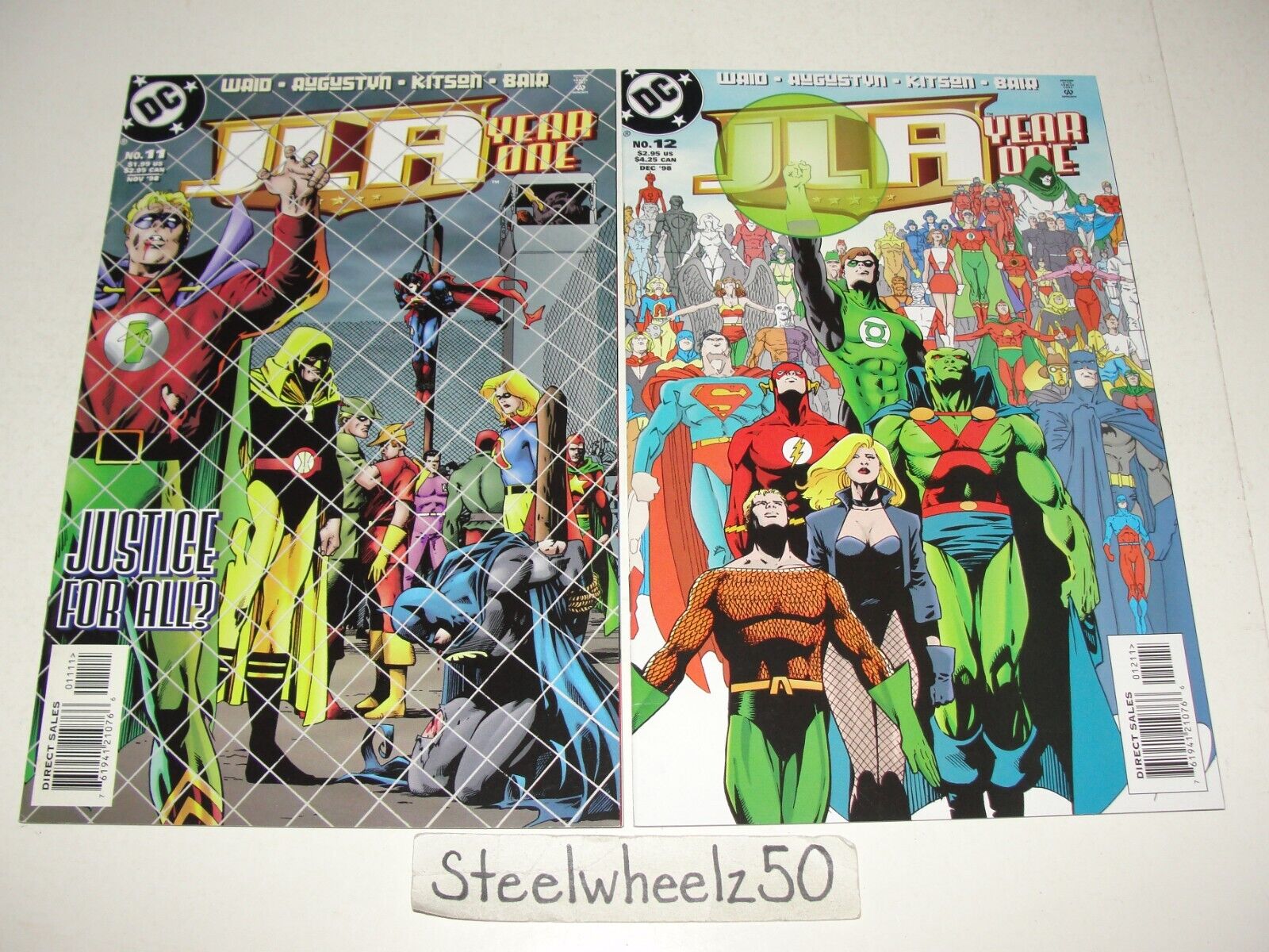 JLA Year One #11 & 12 Comic Lot DC 1998 Green Lantern Black Canary Flash Waid