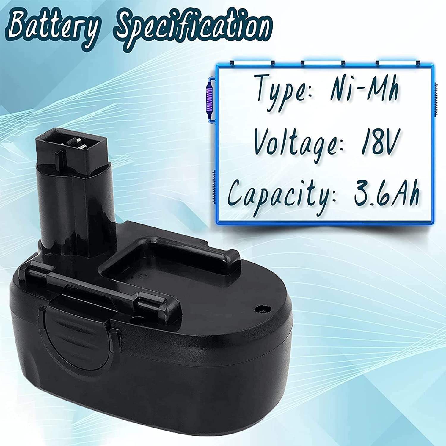 2-Pack Replacement Battery For Worx WA3152 – 18V 4.8Ah NiMH, Compatible With WG150, WG152, WG153, WG250 & More-915957