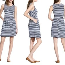 Coastal Sailor Madewell Sleeveless White & Navy Striped Jersey Dress Women’s S