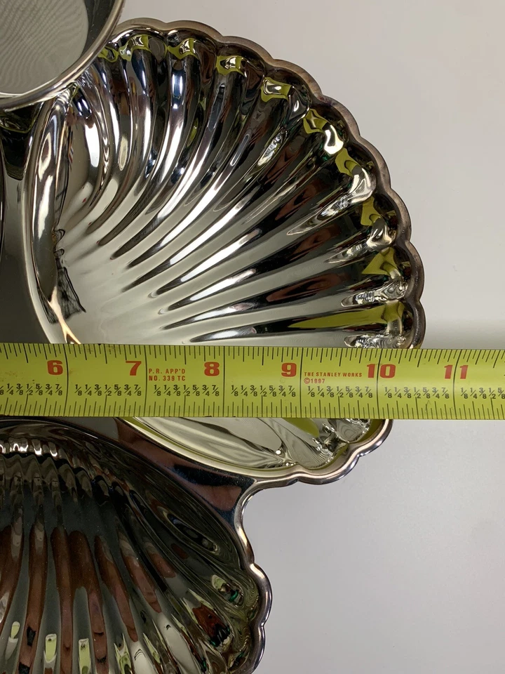 Vassoio da portata vintage argento conchiglia tazza immersione betulle piatto reggenza conchiglia pesce formale - Immagine 4 di 4