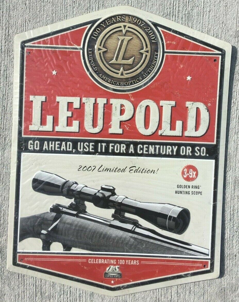 Metal Leupold Gold Ring Dealer Optics Sign Advertising 100 years-2007 Limited 