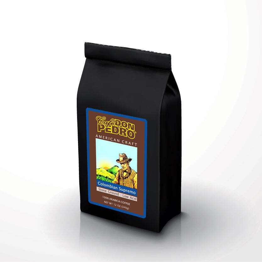 Cafe Don Pedro Colombian Supremo Ground Low-Acid Coffee, 12 oz