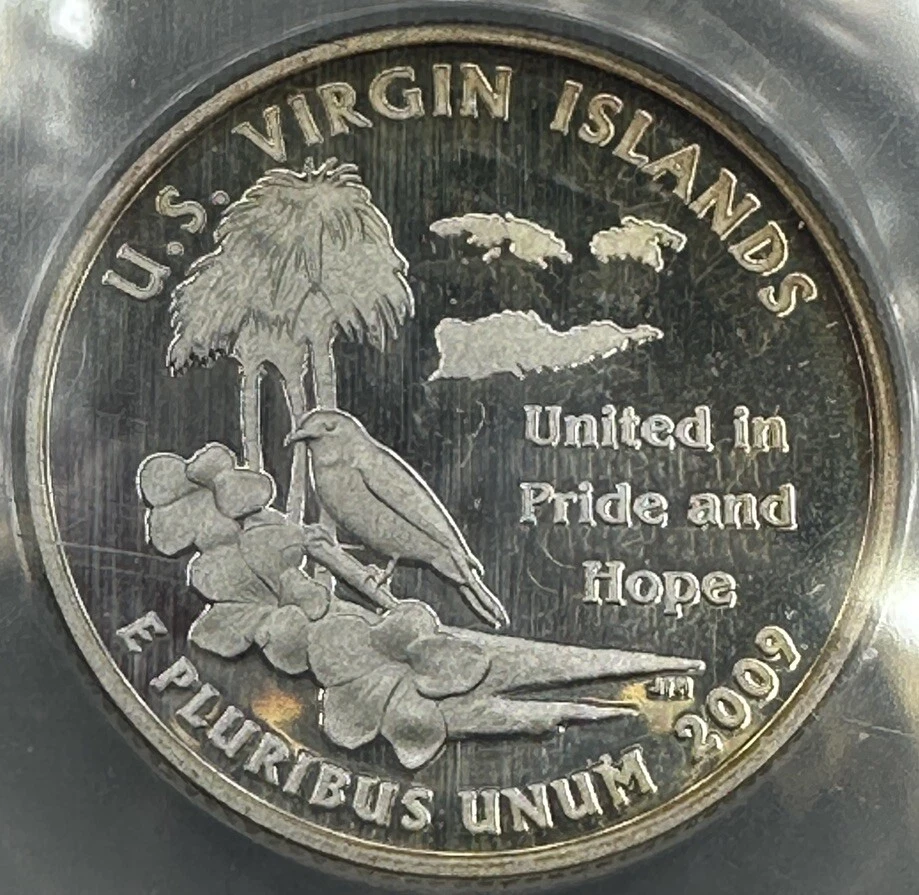 2009-S PR70 DCAM Silver US V.I. Toning Quarter First Strike ANACS 25cent #63/999 - Image 4 of 4