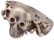 Ring Skull Cross Bones 835 silver Gothic brutal WW1 Death head WWI Skeleton WWII
