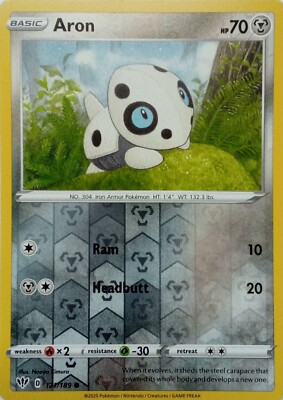 121/189 Aron Reverse Holo Darkness Ablaze Pokemon Karte