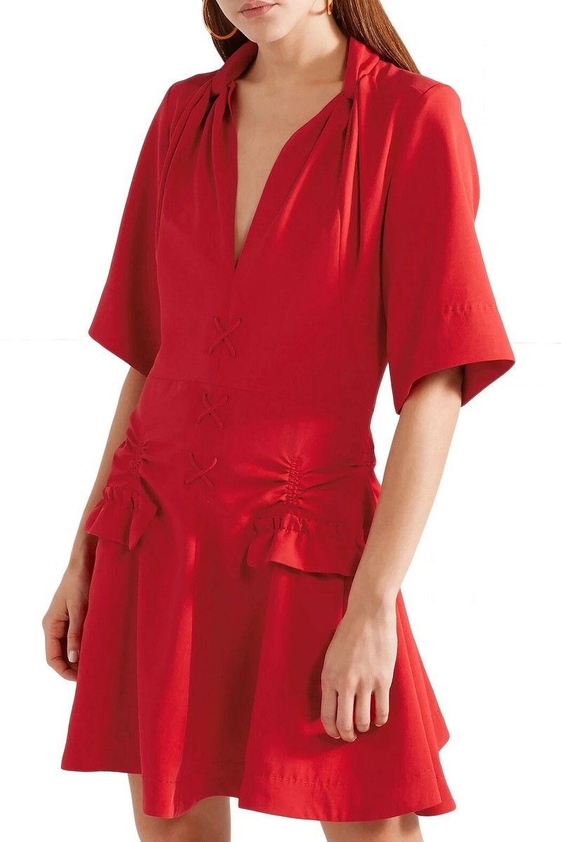 carven red lace dress Kata Red Lace Maxi Dress - US 4