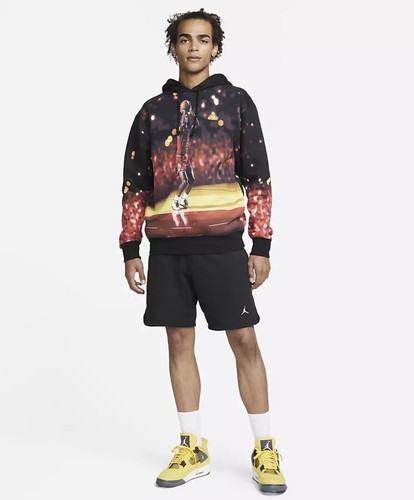 RARE! Nike Jumpman AOP Jordan Men's Sport Sweatshirt Hoodie Black DC9610-010 - Picture 3 of 6