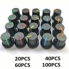 20/40/60/100PCS 6mm Shaft Hole Dia Threaded Knurled Potentiometer Knobs Cap