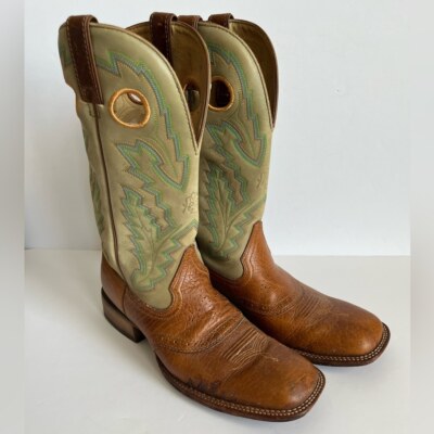 ROCKY 2888 green brown cowboy western men's boots size 8.5M