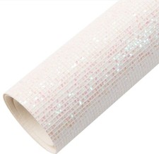 Medium Glitter FAUX LEATHER SHEET 8.75 x 12" 1043368 White Grid White iridescent