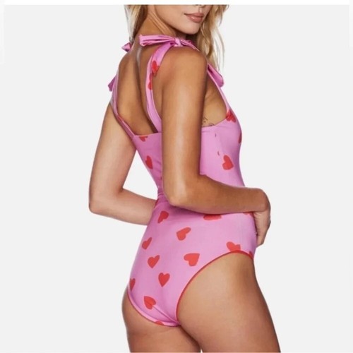 New Free People Beach Riot Sydney Valentines Heart One Piece Swimsuit Pink XL - Picture 3 of 12