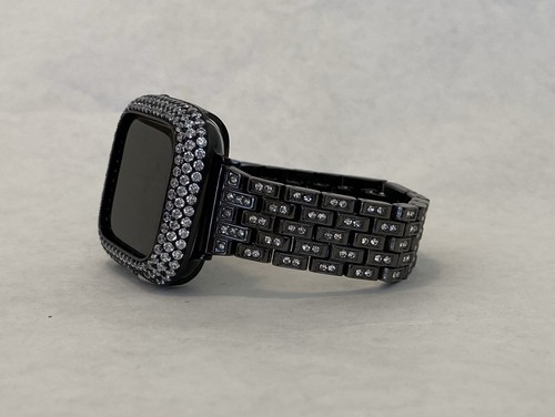 Black Apple Watch Band Crystal or Apple Watch Cover Lab Diamond Bumper Bling - Picture 7 of 10