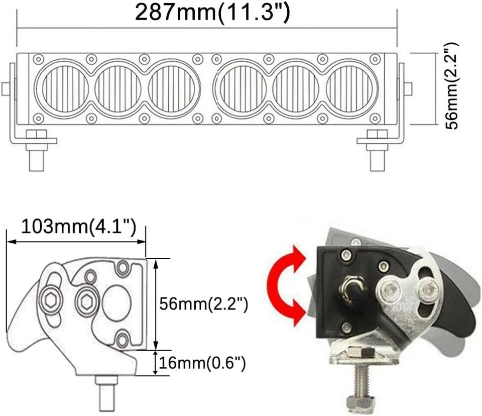 11.3inch 60W 6000K LED Light Bar Spot Beam Driving Fog Lamp Off-Road Truck ATV Foto 2 de 4