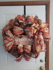 Handmade Custom fall/autumn deco mesh wreath 24 24 6