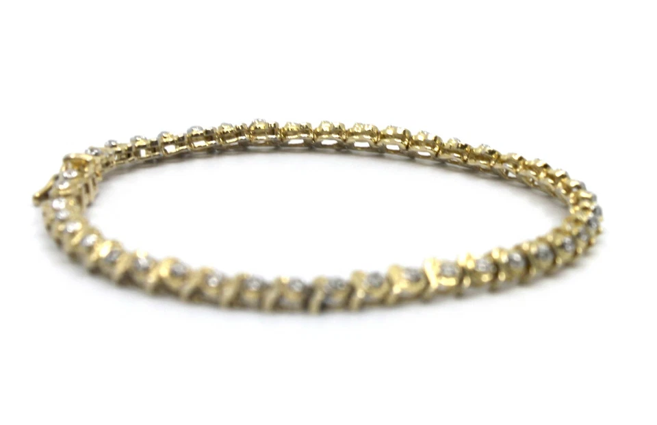 Pulseira de tênis S Link com diamante em prata esterlina 7,45 pol. - Imagem 3 de 4