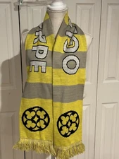 Oglethorpe Stormy Petrols Yellow Gray White Black Fringed Stadium Scarf  7"X66"