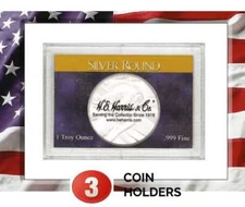 3 HE Harris 2X3 Frosty Case For One Silver Round Coin Display Storage Gift