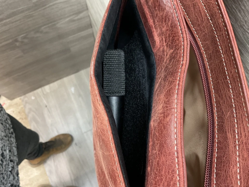 Distressed Leather Slim X-Body RFID Purse Red - Image 3 of 4